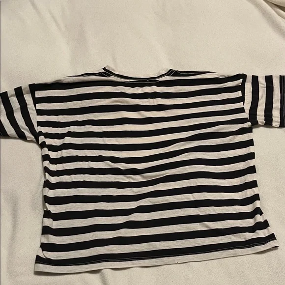 Marine Layer like new Women’s Striped Drop Shoulder Short Sleeve Pocket Tee L - Picture 4 of 5